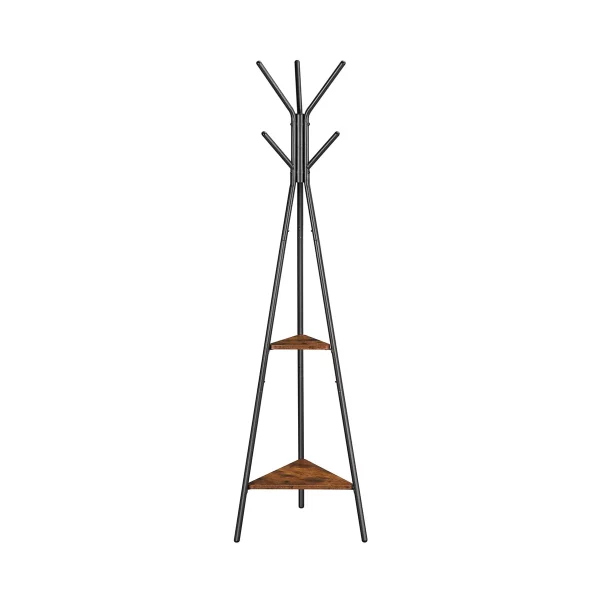 Coat Rack Freestanding, Coat Hanger Stand, Hall Tree with 2 Shelves, for Clothes, Hat, Bag, Industrial Style