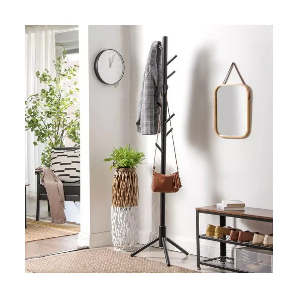 8 Hooks Solid Wood Coat Rack Free Standing Coat Rack Tree-Shaped Coat Rack
